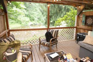 River Cabin porch overlooking the water